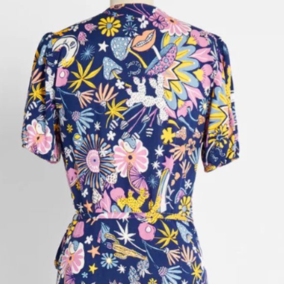 NWT Modcloth Kaleidoscopic Dreamscape Midi Wrap Dress (Size 2) - Picture 2 of 5